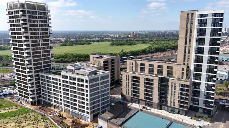 Aerial view of a modern residential development